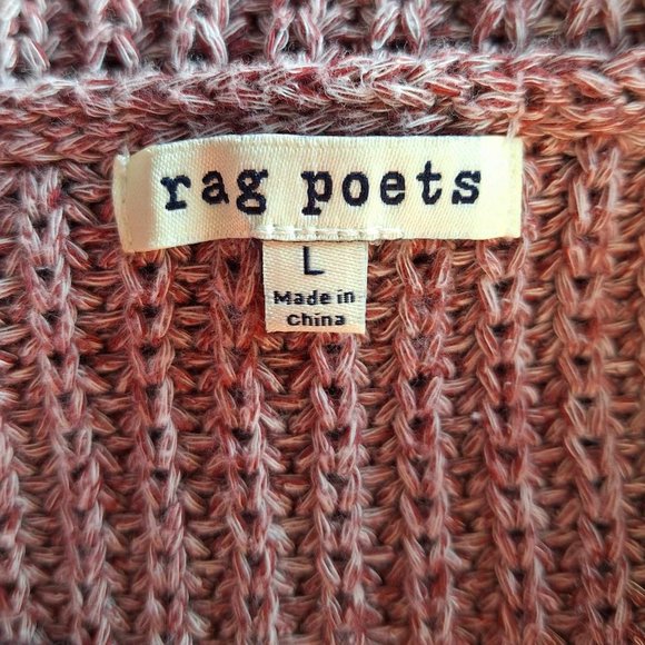 Rag Poets Pullover Knit Sweater Marled Long Sleeve Cowl Neck Cut Out Size Large - Picture 9 of 9